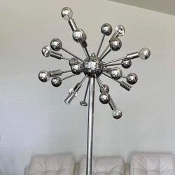 12 Light Sputnik Chandelier Chrome Midcentury Modern And Matching Floor Lamp