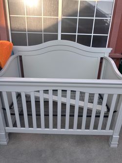 Gray Wood Baby Crib