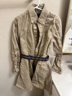 Polo Ralph Lauren Belted Cotton Chino Shirtdress Kids Dress Size 8