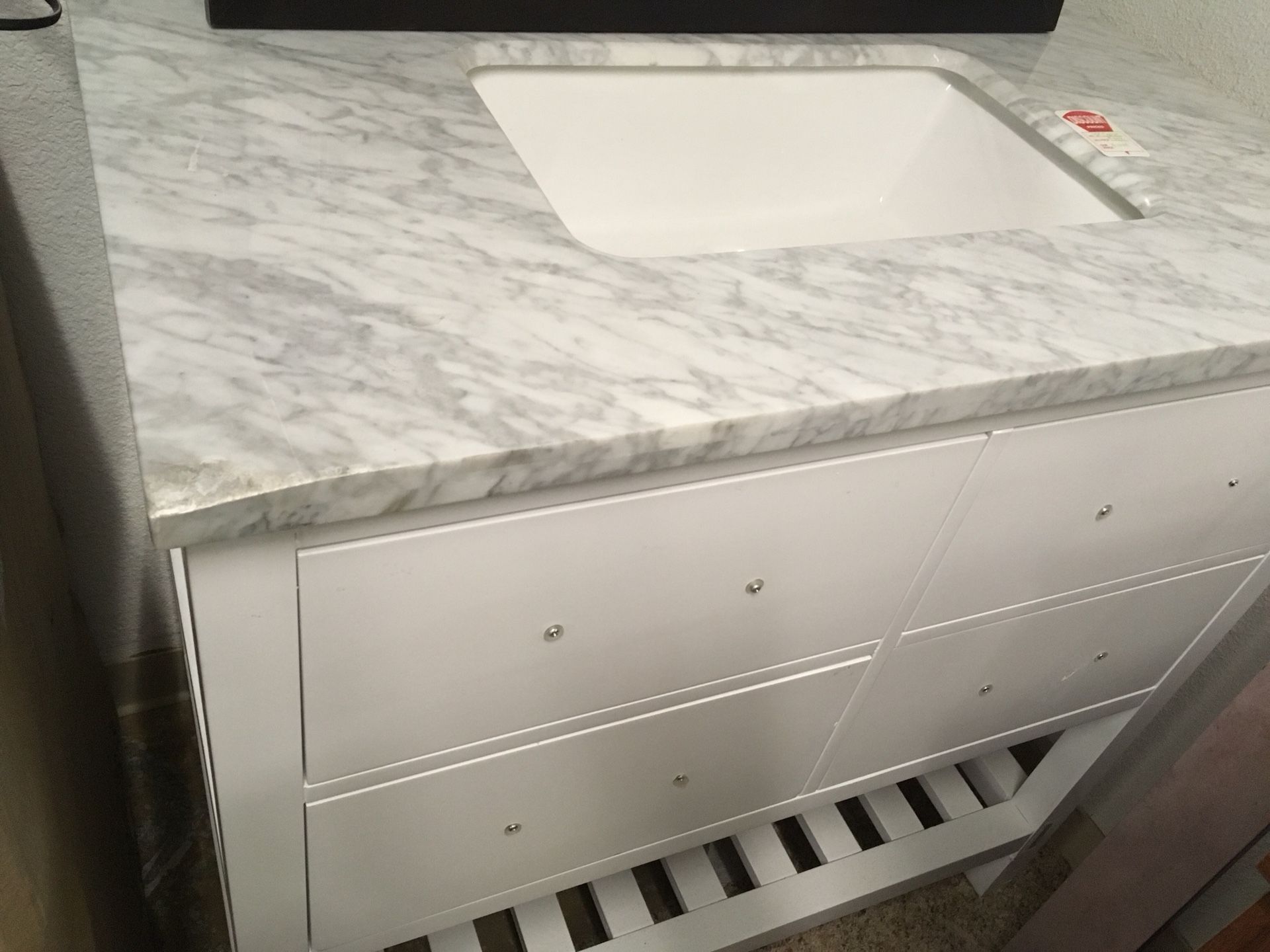 36 IN BATHROOM VANITY CABINET WITH CARRARA MARBLE TOP COMBO