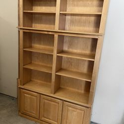 Modular Maple Wood Bookcase & Media Cabinet Set – Buy Together or Separately  Beautiful light maple wood finish, solid and sturdy construction with ti