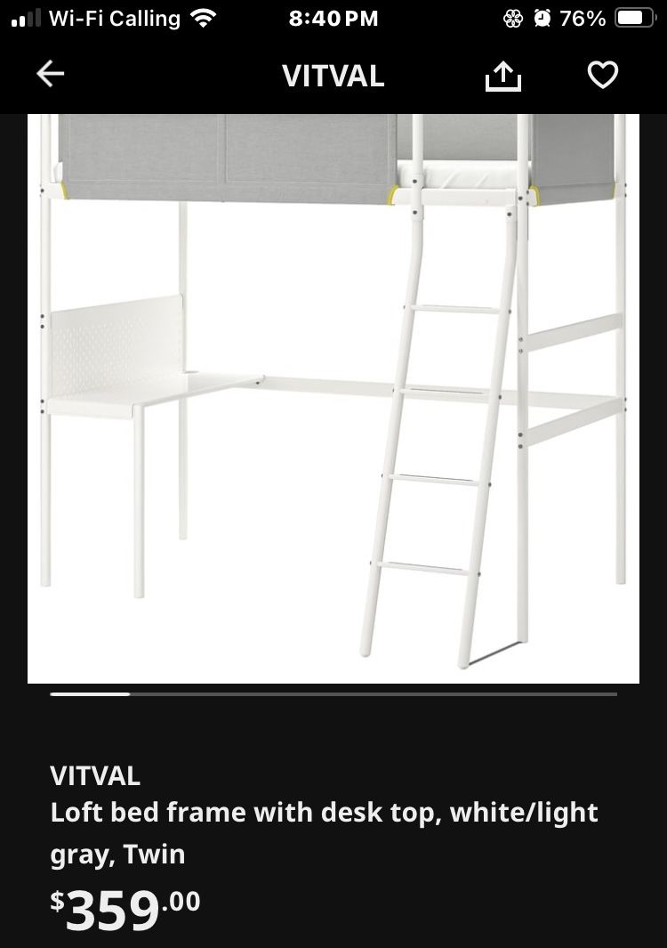 IKEA VIVTAL LOFT BED WITH DESK