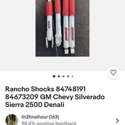 Rancho Super Off Road Shocks Gm 2500 Sierra