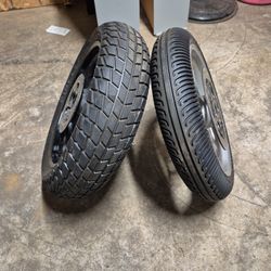 Two Motorcycle tires Pirelli and rims.