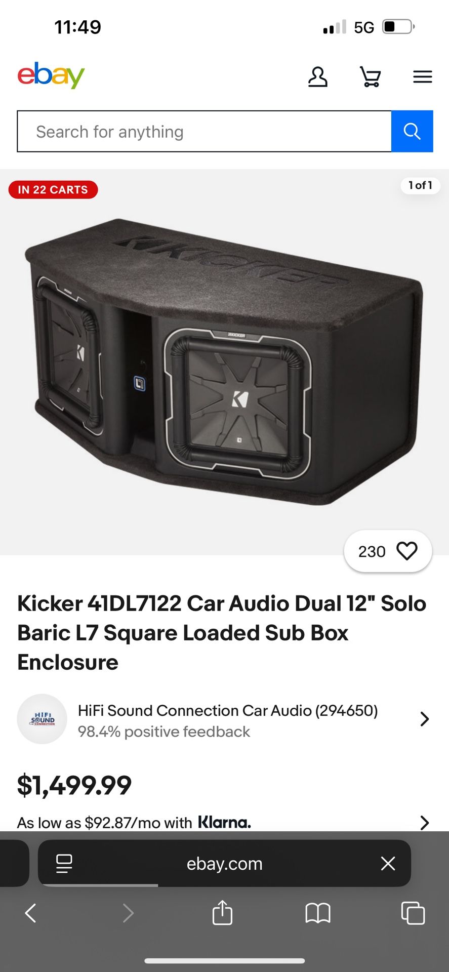 Kicker L7’s Subwoofers ( 12in Speakers )