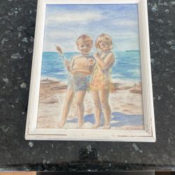 Original Watercolor Kids At The Beach