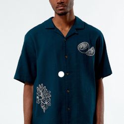 Pacsun Stitch Applique Oversized Camp Shirt