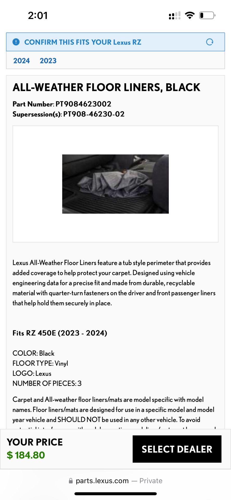 All Weather Floor Mats Lexus RZ