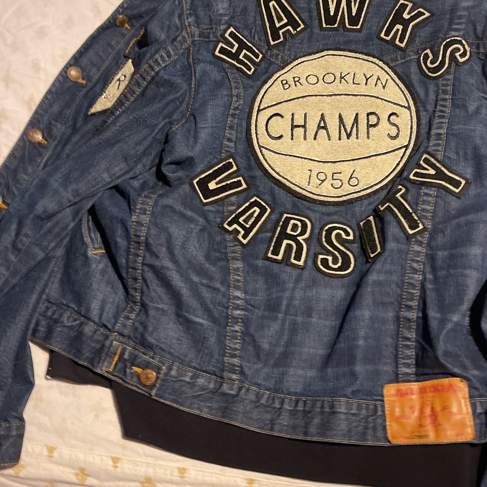 Champion true religion, Collab, jean jacket sweater
