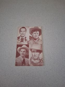 VINTAGE 1940'S ARCADE CARD FEATURING JOHN WAYNE, JIMMY DODD, HOWDIES PAL SPADE COOLEY & JOHNNEY BOUD