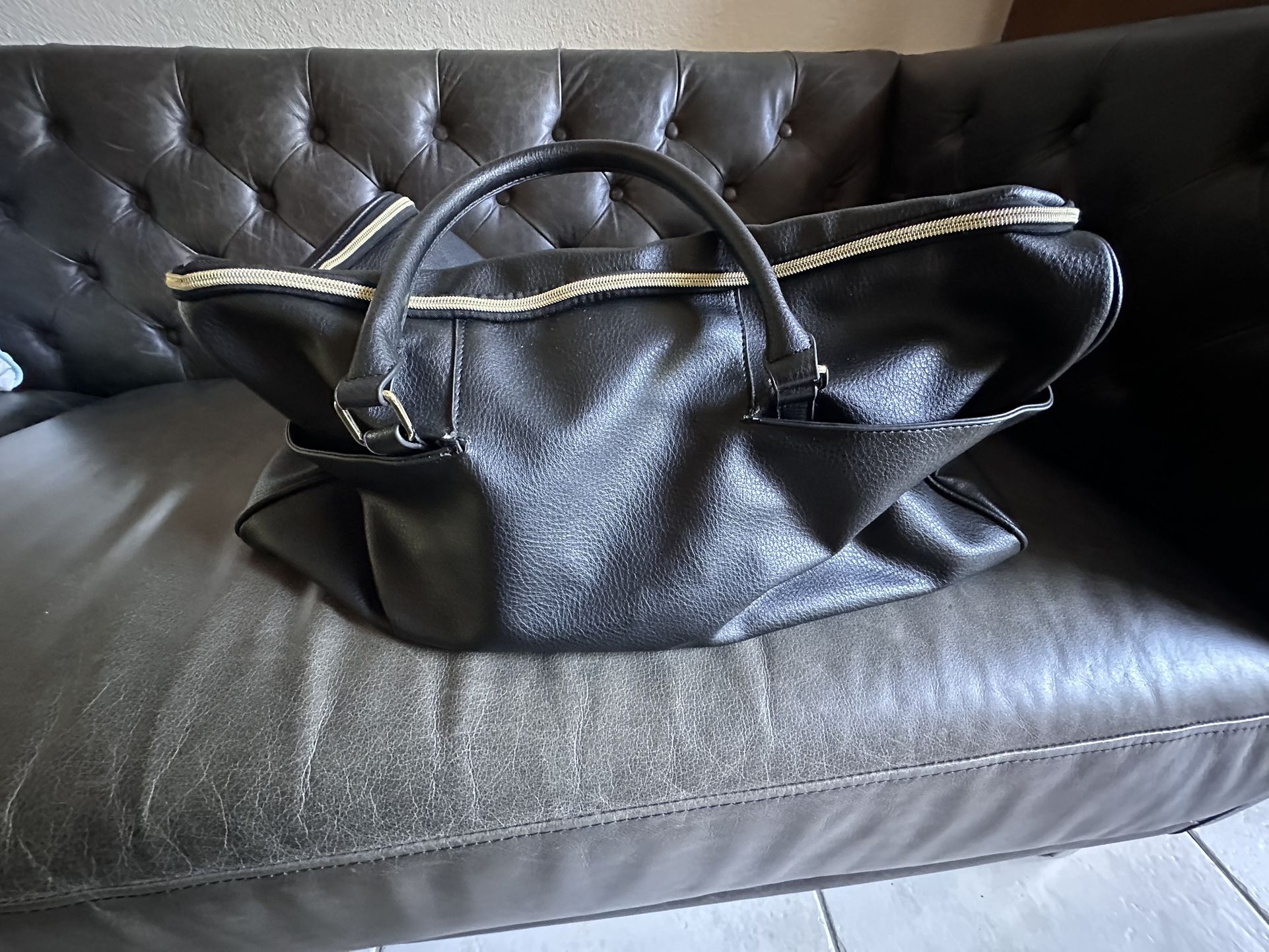 Black Duffle bag With Gold Trims