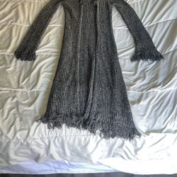 Retro duster cardigan sweater with fringe Charlotte Russe. The fringe is worn due to age but sweater has lots of life left & no holes size S women’s 