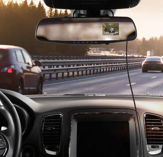 RoadCam 720p Mirror Camera, BT58361-6/2 Black Car Dash Cameras, with 2.4" LCD, G-Sensor, Loop Recording, and Park and Record Mode MicroSD card