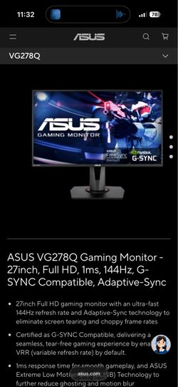 ASUS 144hz Monitor
