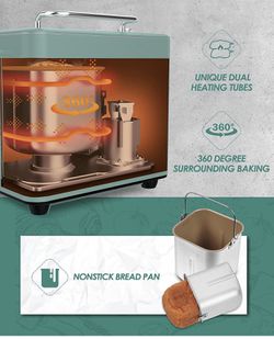 Neretva 20-in-1 Bread Machine, 2LB Stainless Steel Bread Maker with  Nonstick Bread Pan, Gluten