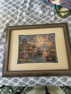 Thomas Kincaid Disneyland, Main Street 60th anniversary framed art print Thomas Kincaid Disneyland, Main Street 60th anniversary framed art print