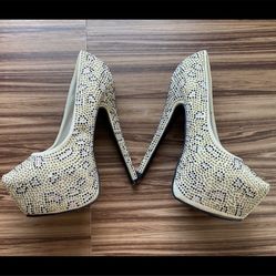 Stiletto Heeled Platform Pumps Sz 6-6.5