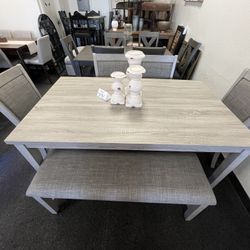 Dining Table +4 Chairs And Bench