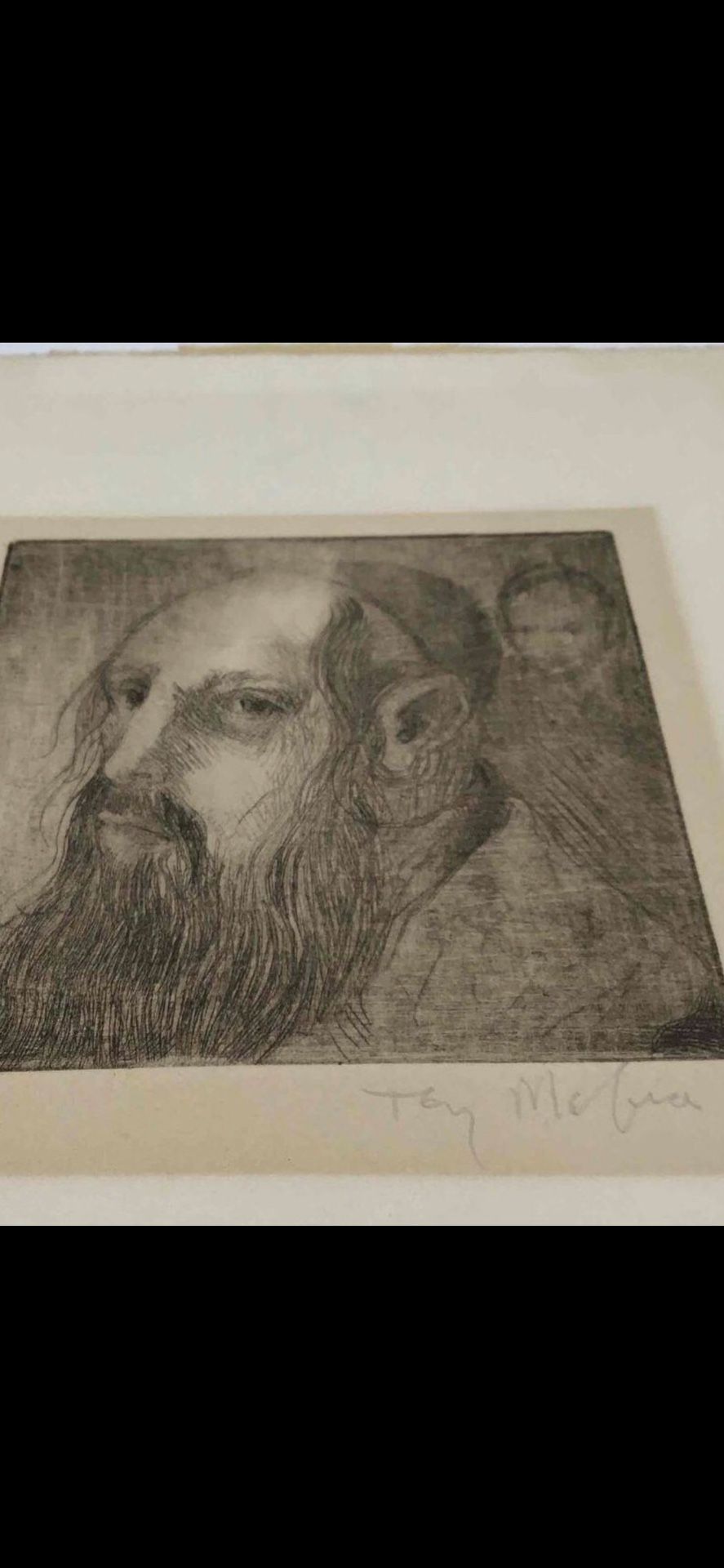 LONG BEARDED MAN LITHOGRAPH SIGNED ABD NUMBERED