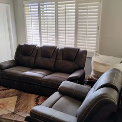 Sofa & Chair Reclining 83" Charcoal Faux Leather