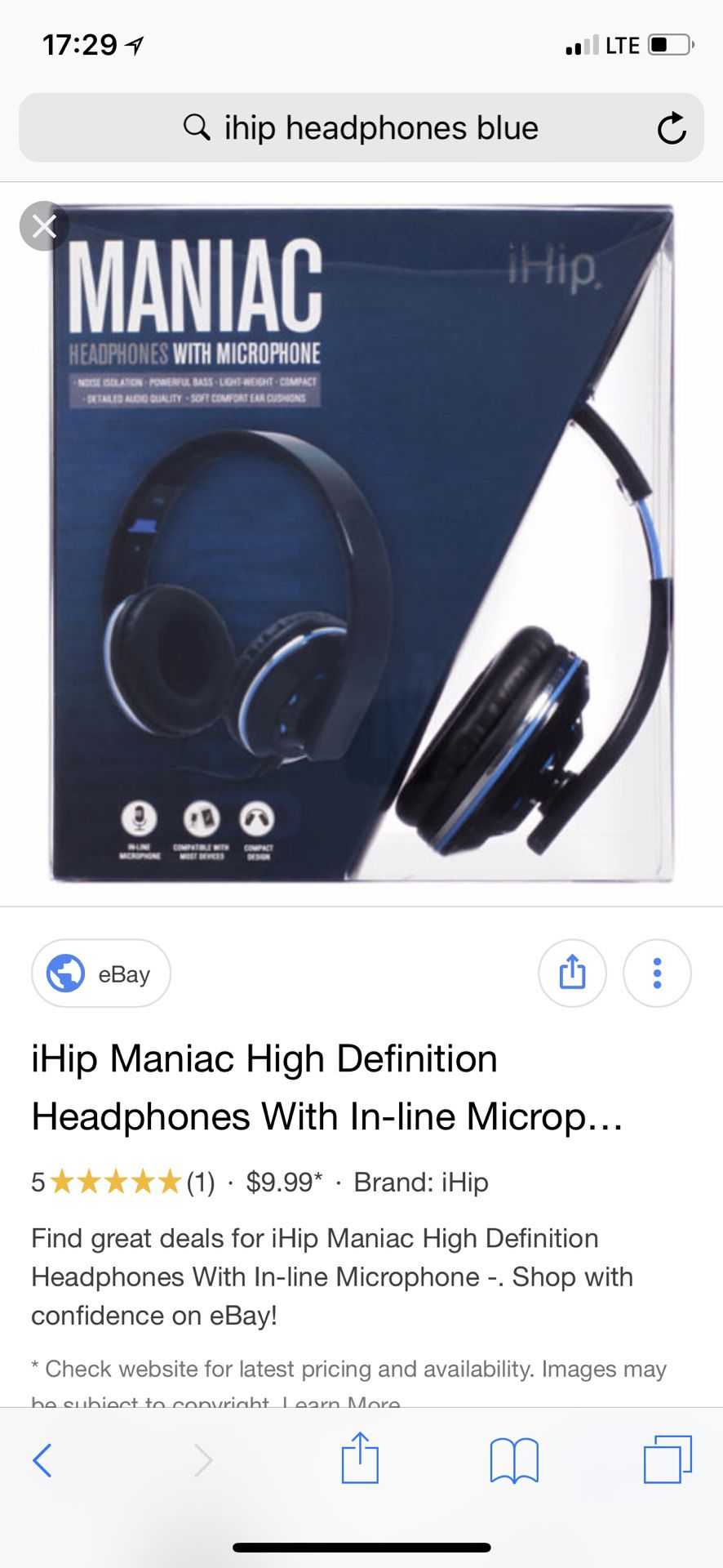 Used iHip adjustable wired Headphones