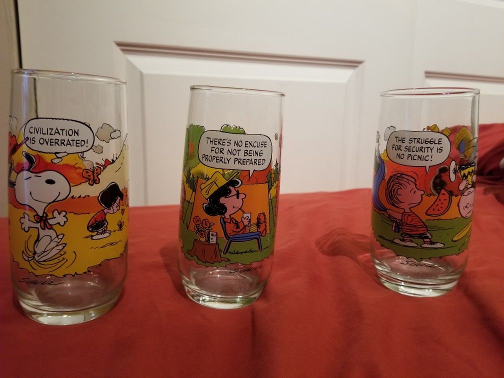 McDonald's Vintage & Collectibles~ Snoopy Camp Peanuts Collection Glasses Drinkware Lot of 3 or individual