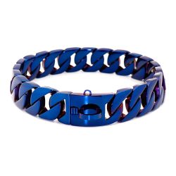 Blue Stainless Steel Cuban Dog Collar Chain Doberman Pitbull Bully