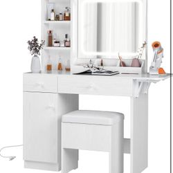 Vanity Desk with LED Lighted Mirror - JCS04