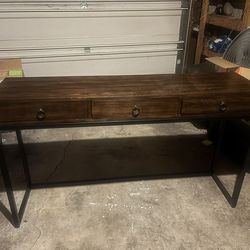 Accent Brown Wall Table with metal frame