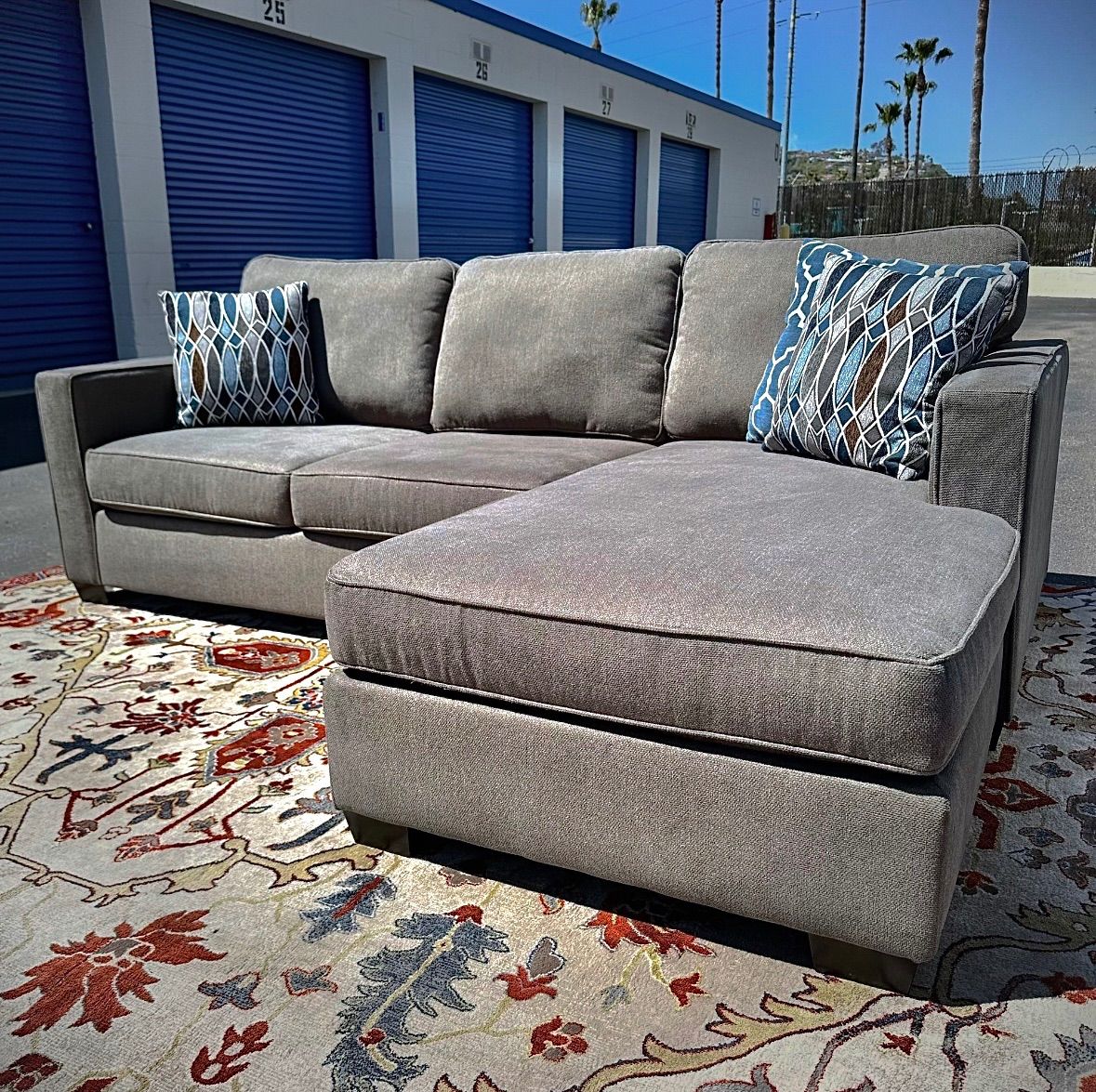 Gray Modern Living Spaces Reversible Sectional Chaise Sofa