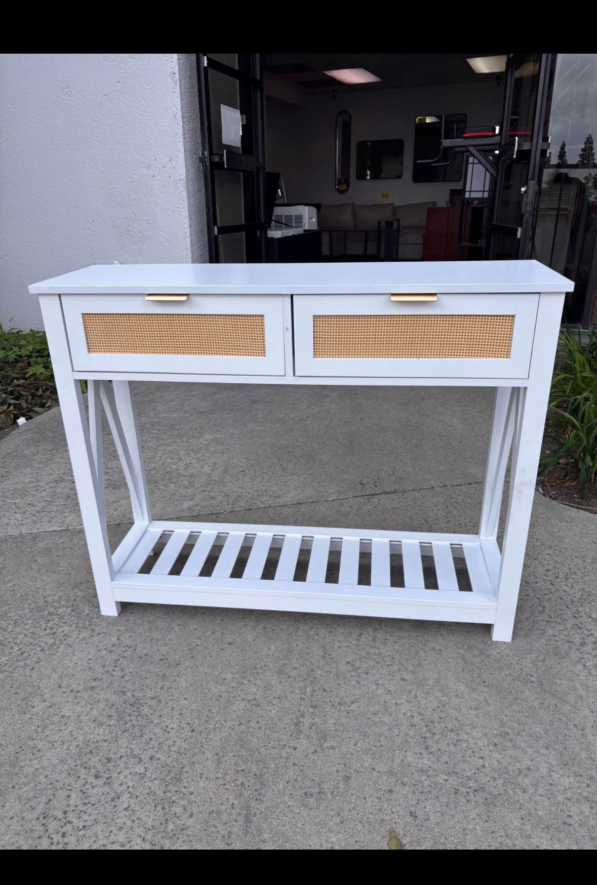 $50! New In Box 2 Drawer Console Table In White 39.3” X 11.8” X31.5