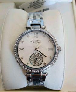 New Anne Klein New York Women's Silver-Tone Mesh Watch # 12/2309SVSV