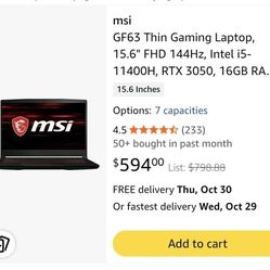 MSI GF63 Thin Gaming Laptop