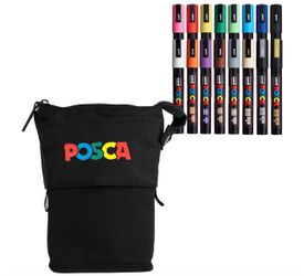 POSCA Paint Marker Gift Set w/ Carrying Case • 16 Markers New Acrylic Art Pens