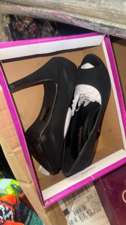 City Classified Black Suede Peep-Toe Heels