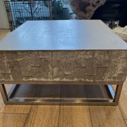 West Elm Chrome And Concrete Coffee Table