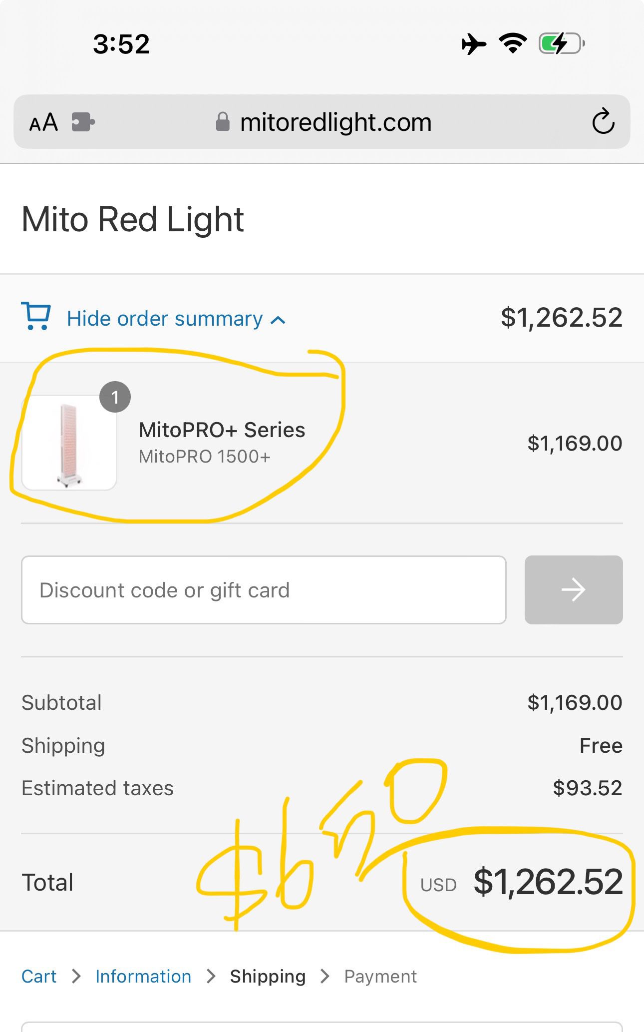 Mito Pro 1500 Red Light Therapy Panel 