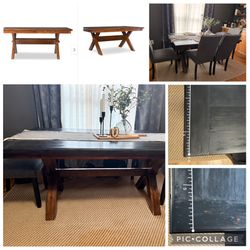 Solid Wood Farmhouse Dining Table - X Base