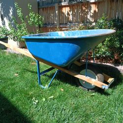 Blue Metal Wheelbarrow 38" x 25" x 14" Interior 