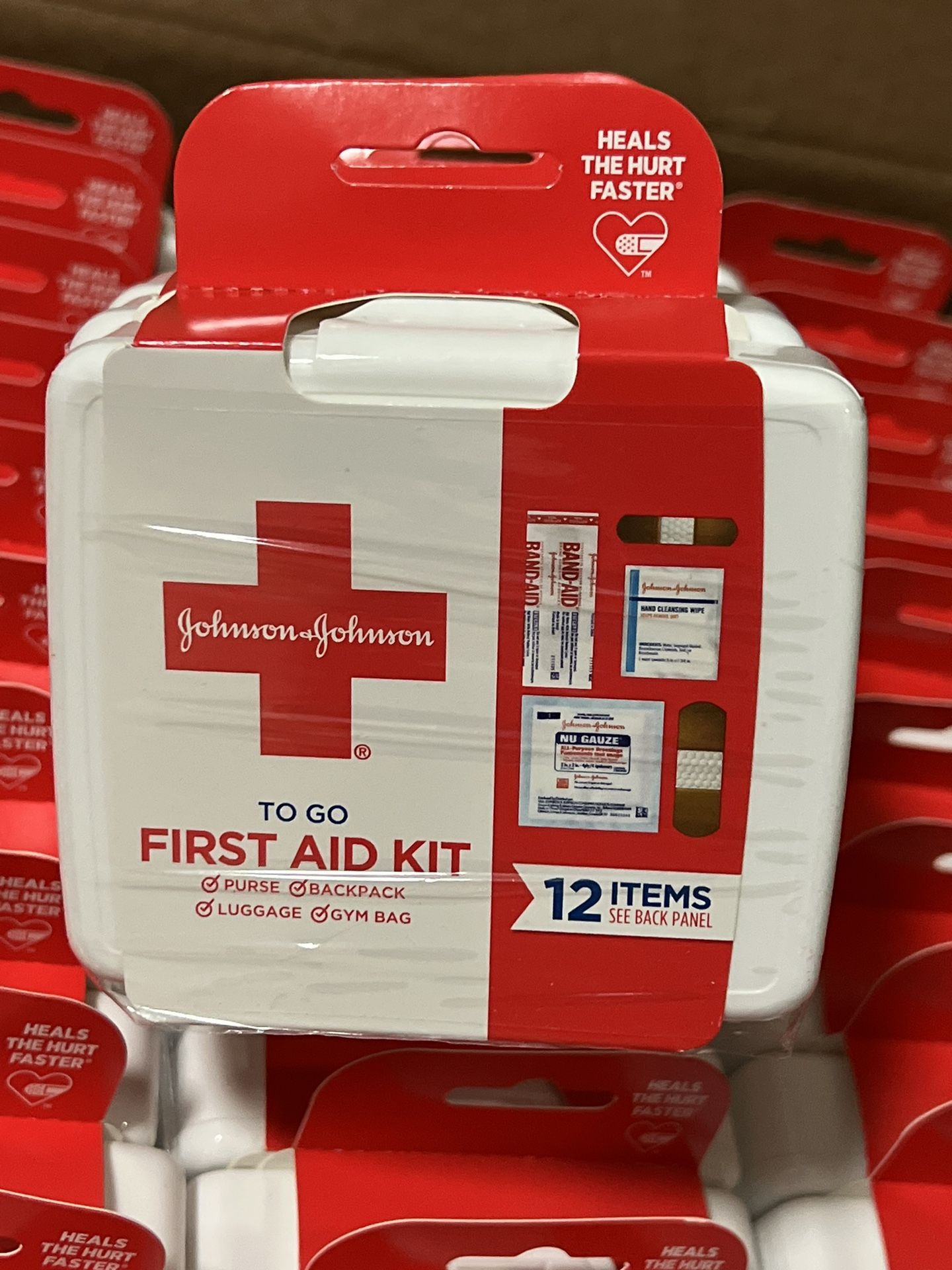 Johnson & Johnson Red Cross Mini First Aid Kit 12 Count (Pack of 48)