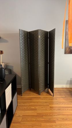 4-Panel Woven Room Divider Privacy Screen