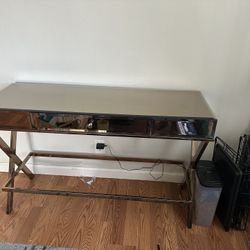 Golden Mirrored TV Console Table