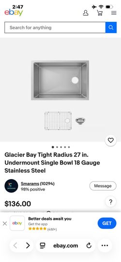 Glacier Bay Tight Radius 27 in. Undermount Single Bowl 18 Gauge Stainless Steel