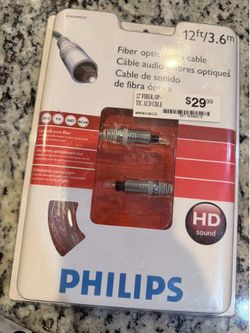 Philips Fiber Optic Audio Cable 12ft / 3.6m – New Sealed