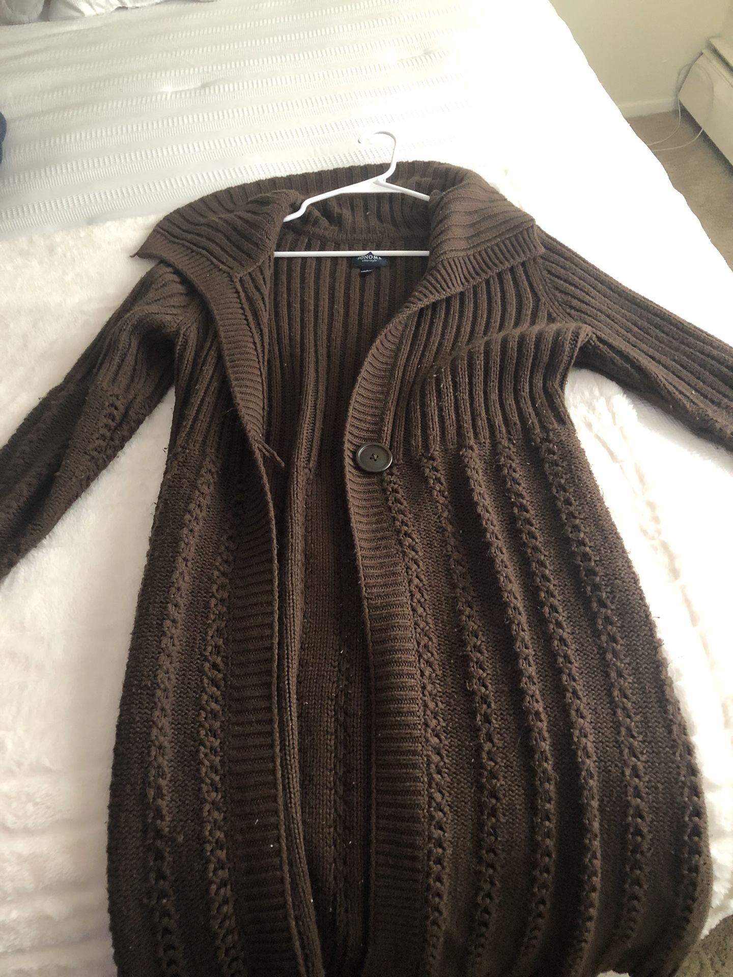 Soft Thick Cable Knitted Cardigan (Brown)