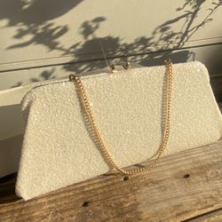 Vintage White Glitter Clutch/Evening Purse