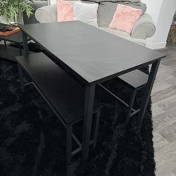 Black kitchen table with benches 