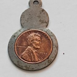 1953D Wheat Lincoln One Cent Charm Holder Hand Made