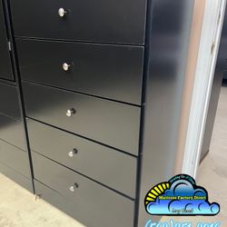 Five Drawer Dresser With Rails Compressed Wood