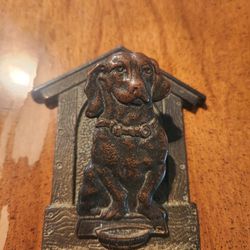 Antique Judd Cast Iron Dachshund Dog Letter/Bill Clip Holder 5187

